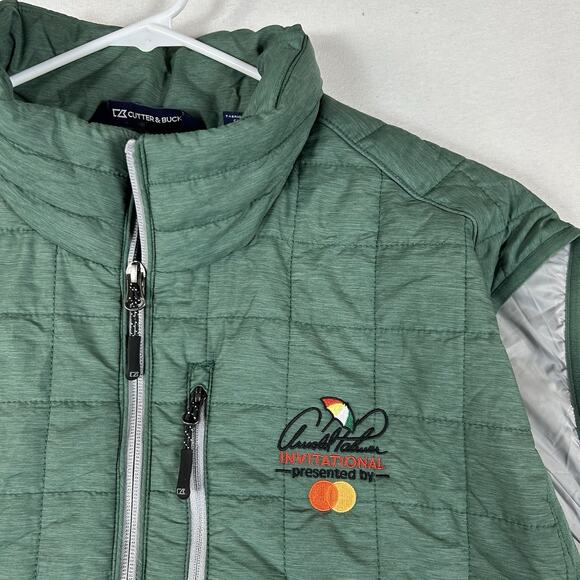 Cutter and Buck Arnold Palmer Invitational Golf Vest Mens 2XL Green Puffer Zip - Picture 2 of 11